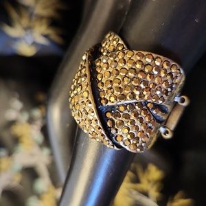 Paparazzi Brass Rhinestone Braid Ring - 298